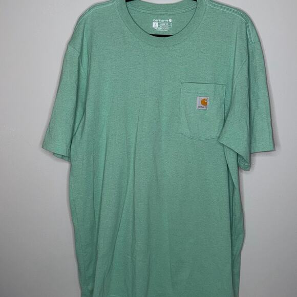Carhartt Loose Fit Mens Size Large Tall Light Green Short Sleeve Pocket T-Shirt - Picture 2 of 7